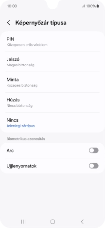 Válaszd az Ujjlenyomatok lehetőséget.