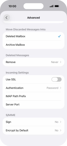 Press the indicator next to 'Use SSL' to turn on the function.