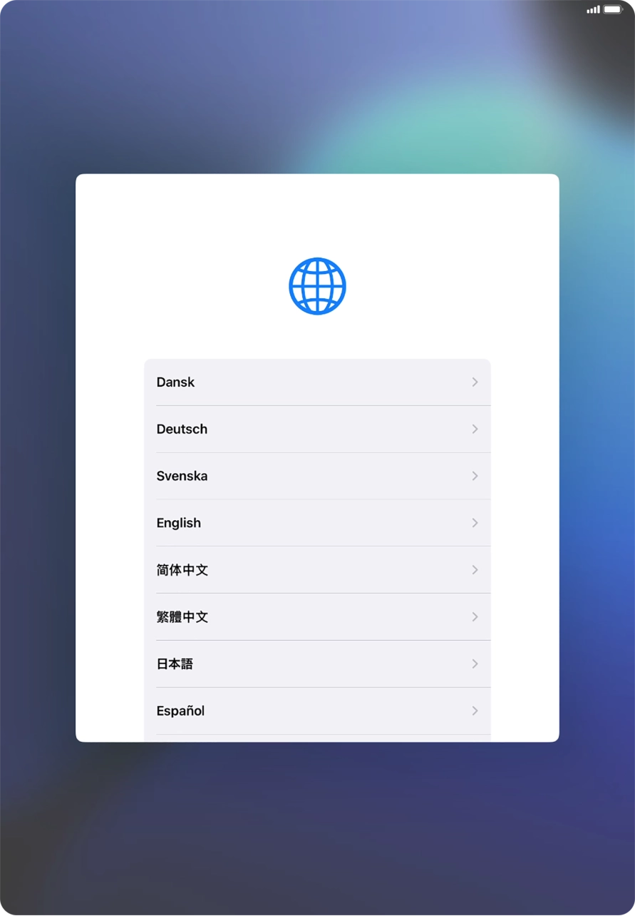 Press the required language. Press the required language.
