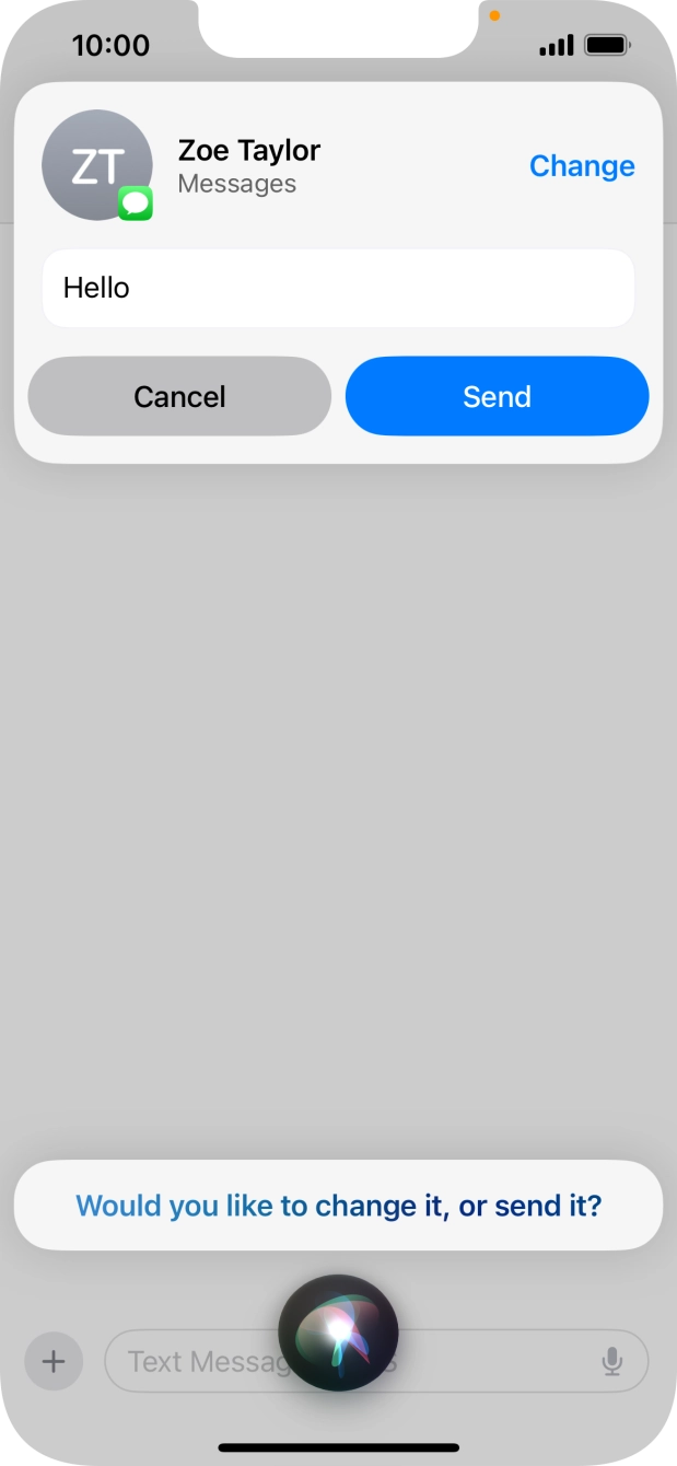 If an application is open on your cell phone, such as a Messages, you can also use the functions available here, e.g.: REPLY [text].