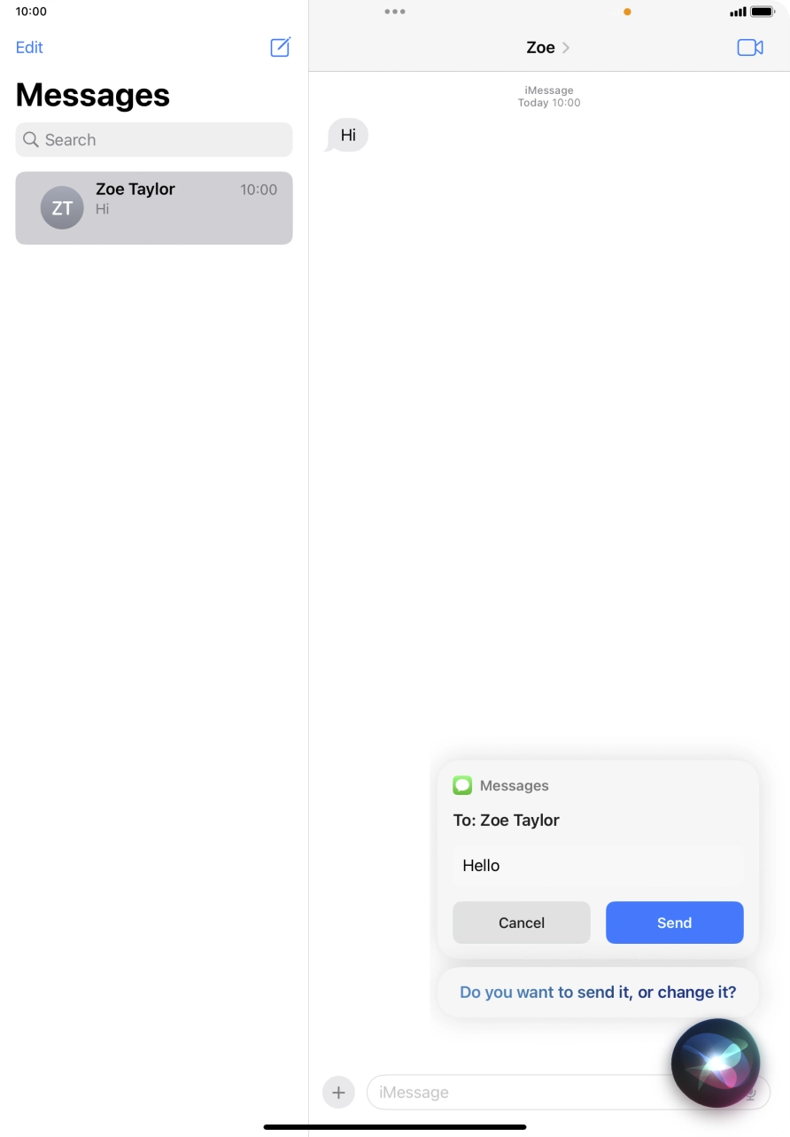 If an application is open on your tablet, such as a Mail or Messages, you can also use the functions available here, e.g.: REPLY [text].
