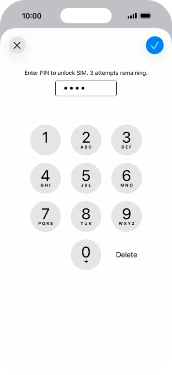 Key in your SIM PIN and press the confirm icon. The default SIM PIN is 0000.
