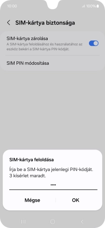 Írd be a PIN-kódot, és válaszd az OK lehetőséget.