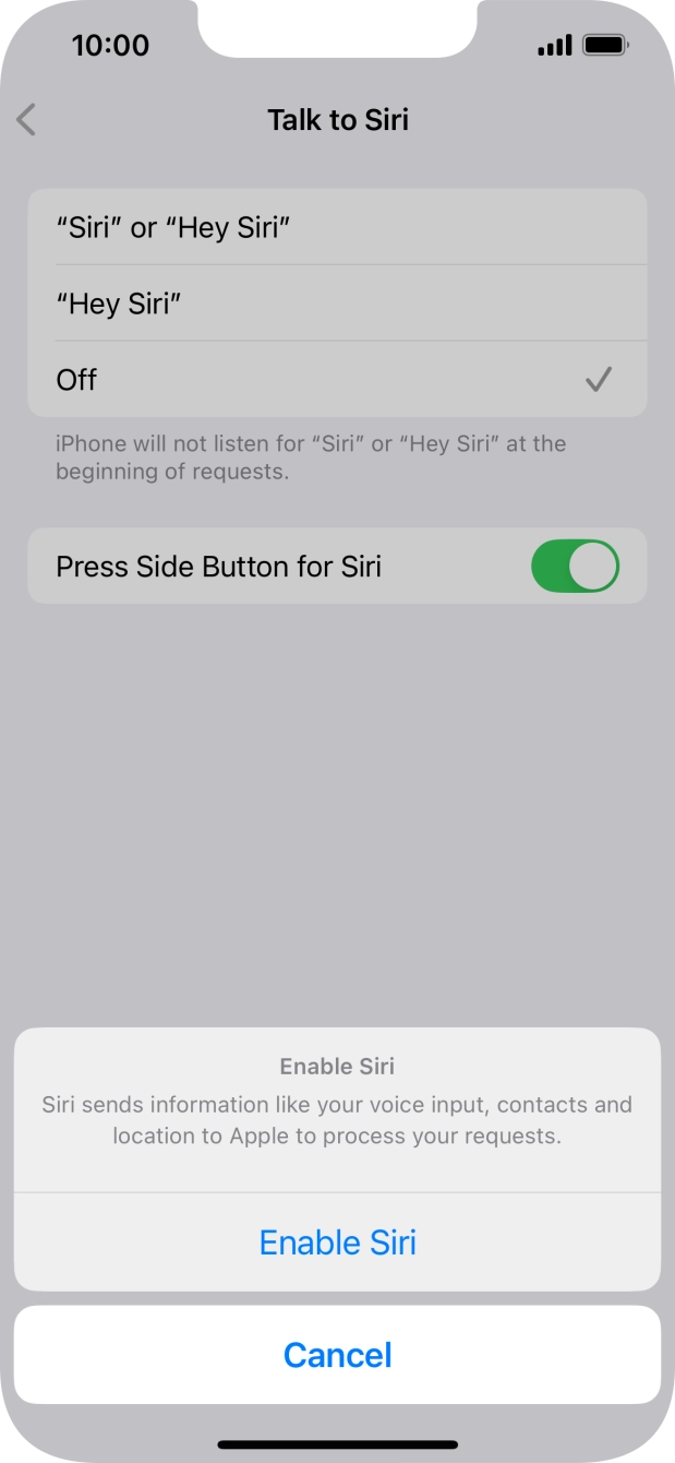 Press Enable Siri.