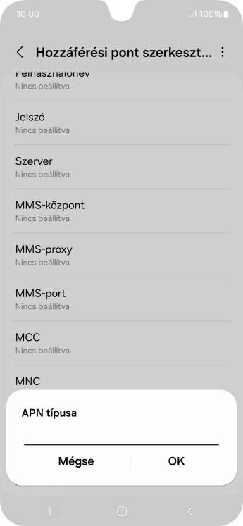 Írd be azt, hogy mms, és válaszd az OK lehetőséget.
