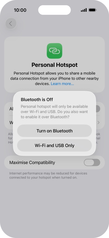 If WiFi is turned on, press Wi-Fi and USB Only.