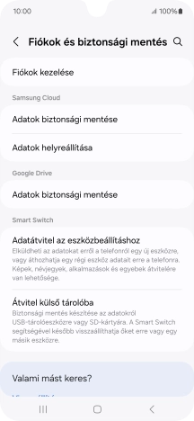 Válaszd a Fiókok kezelése lehetőséget.