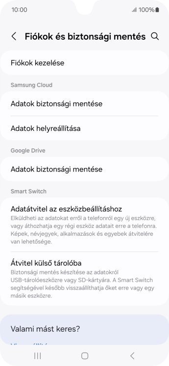 Válaszd a Fiókok kezelése lehetőséget.