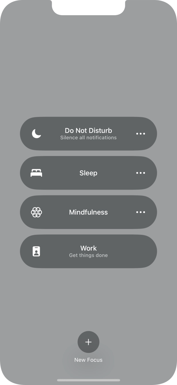 Press the required focus mode to activate or deactivate it immediately. Press the required focus mode to activate or deactivate it immediately.