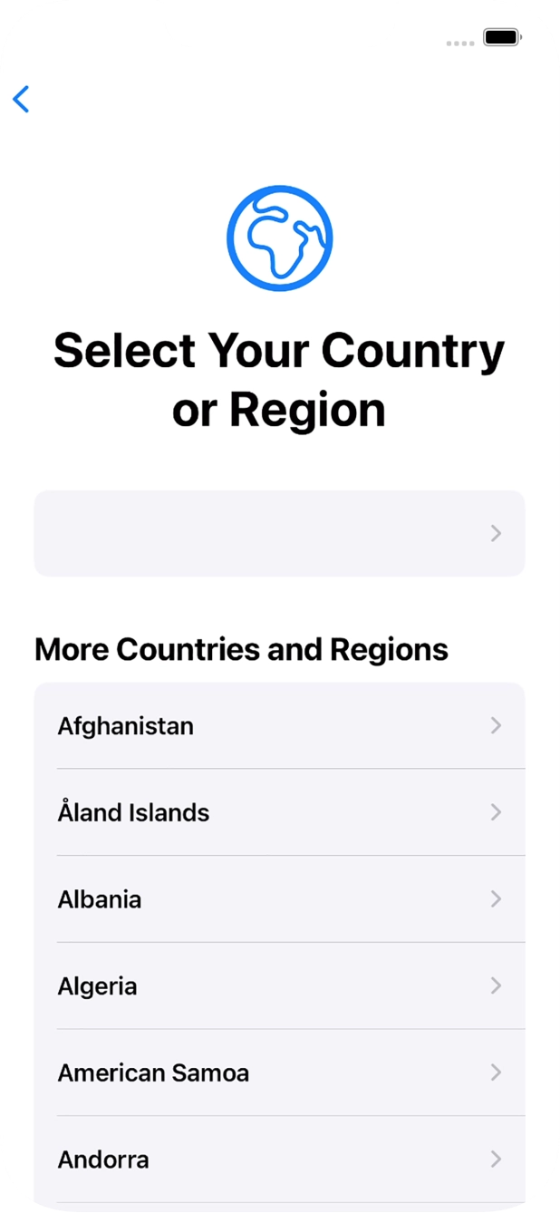Press the required country or area.