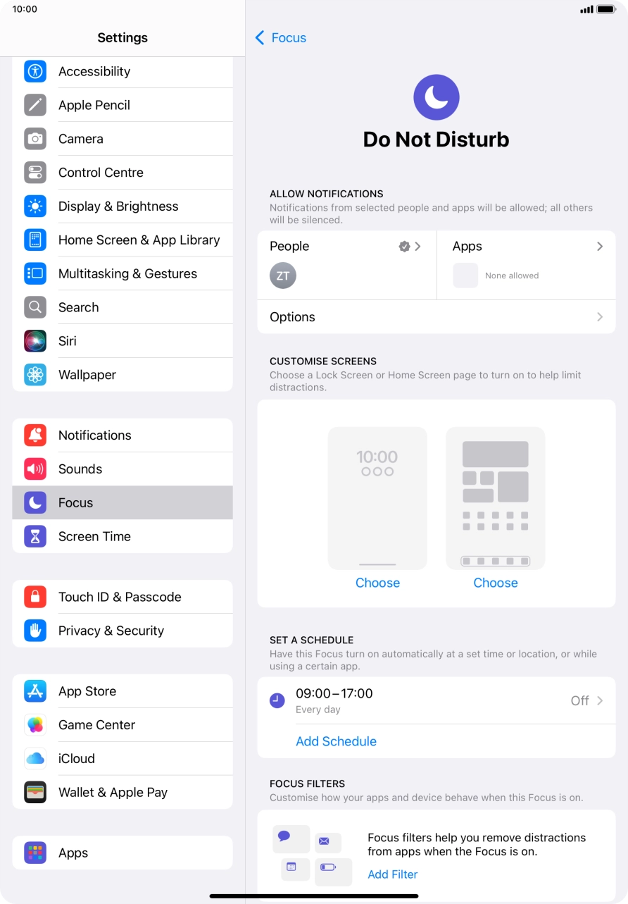 Press People and follow the instructions on the screen to select which contacts you would like to receive calls and notifications from when Do Not Disturb is turned on. Press People and follow the instructions on the screen to select which contacts you would like to receive calls and notifications from when Do Not Disturb is turned on.
