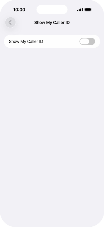 Press the indicator next to 'Show My Caller ID' to turn the function on or off.