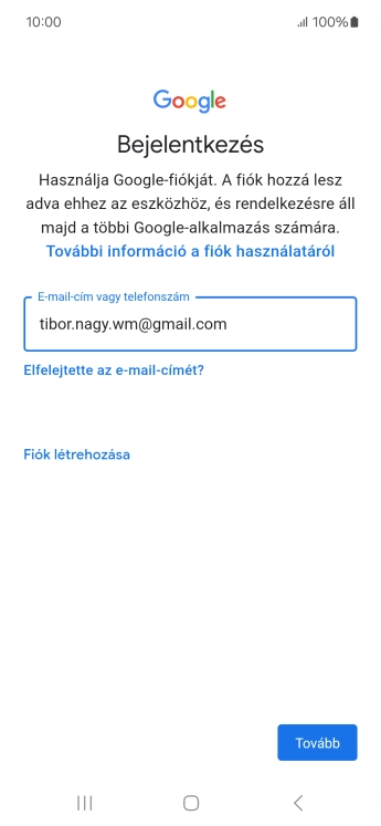 Válaszd a Tovább lehetőséget.