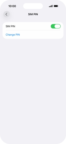 Press the indicator next to 'SIM PIN' to turn the function on or off.