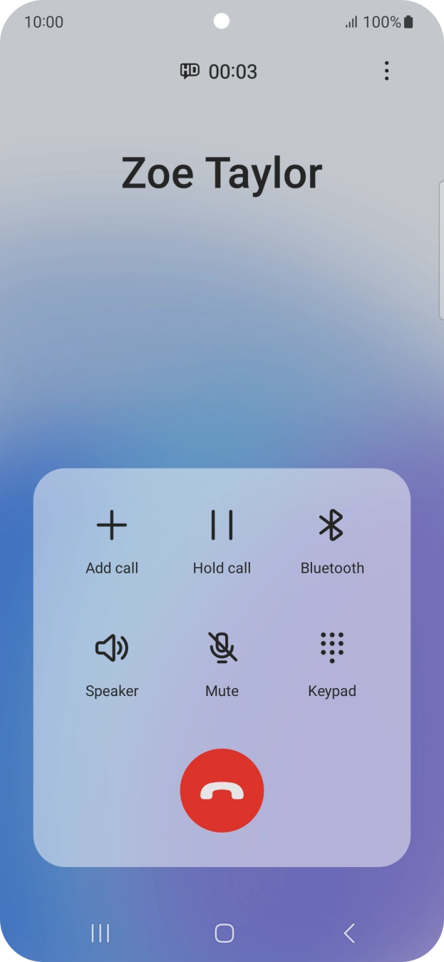 Press the end call icon.