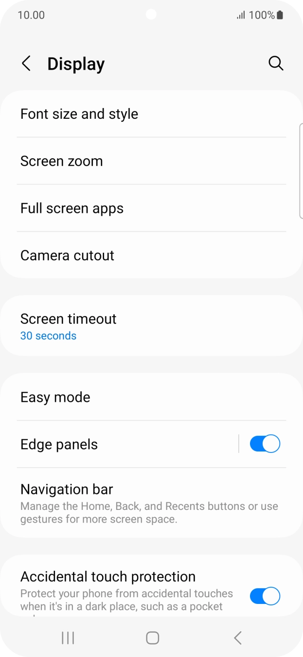Press Screen timeout.