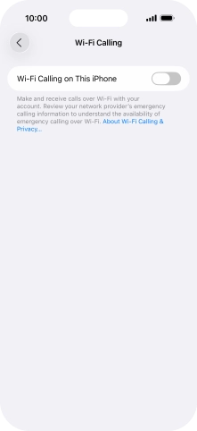 Press the indicator next to 'Wi-Fi Calling on This iPhone' to turn the function on or off.