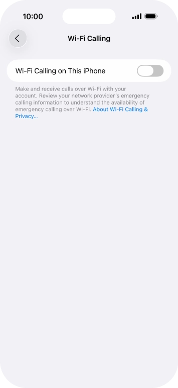Press the indicator next to 'Wi-Fi Calling on This iPhone' to turn the function on or off.