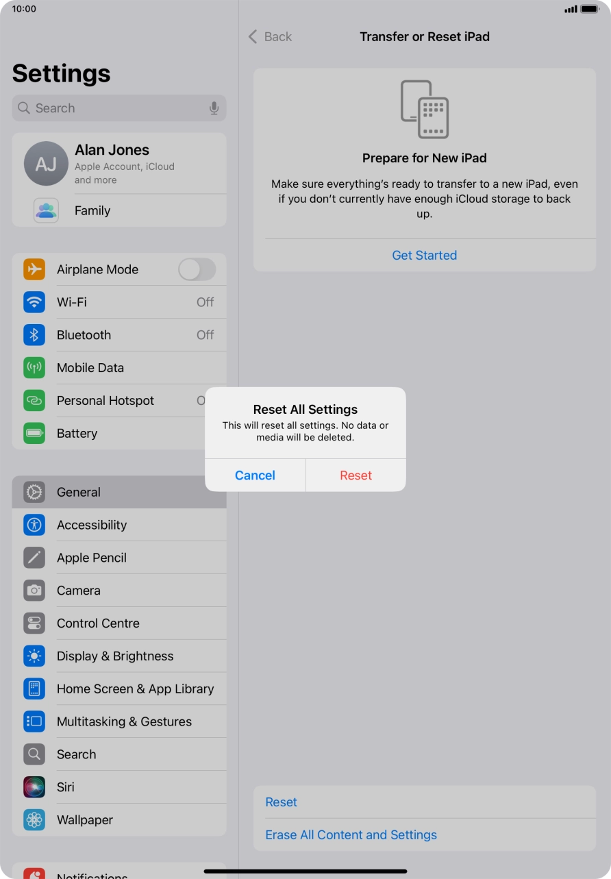 Press Reset. Press Reset.