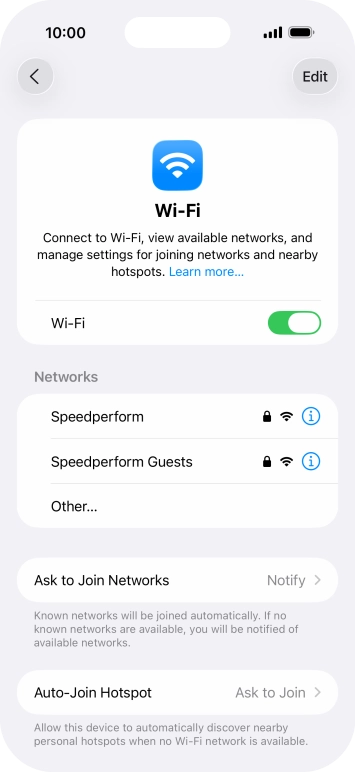 Press the required WiFi network and key in the password for the WiFi network.