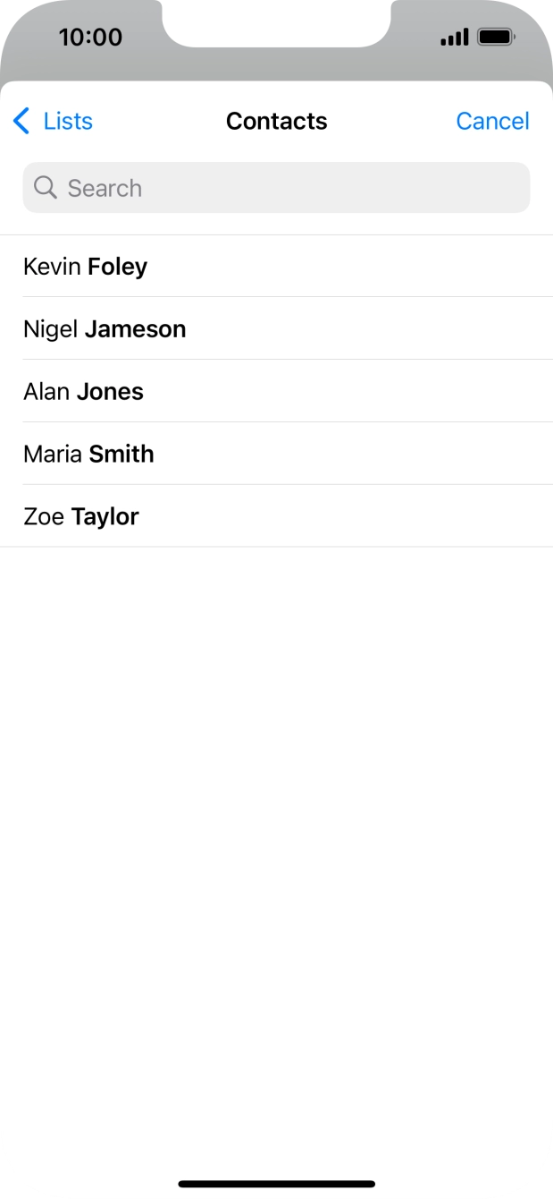 Press the required contact.