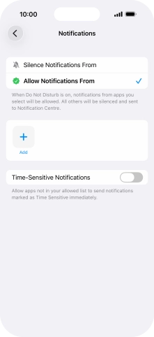 Press the indicator next to 'Time-Sensitive Notifications' to turn display of timed notifications on or off when Do Not Disturb is turned on.