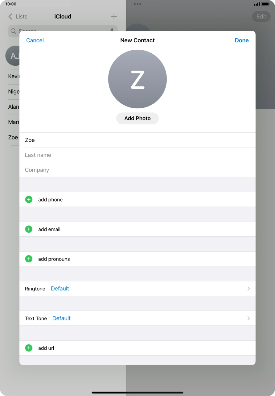 Press Last name and key in the last name.