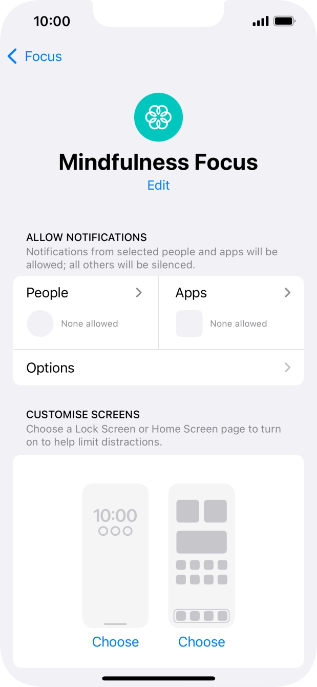 Press People and follow the instructions on the screen to select which contacts you would like to receive calls and notifications from when the selected focus mode is active. Press People and follow the instructions on the screen to select which contacts you would like to receive calls and notifications from when the selected focus mode is active.