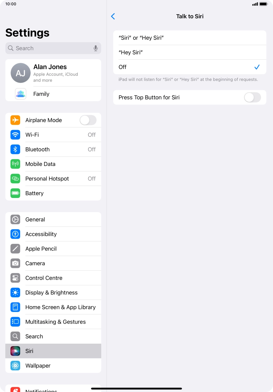 Press the indicator next to 