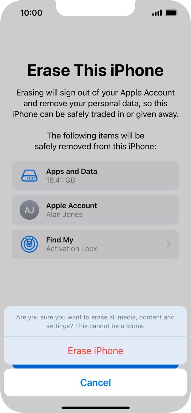 Press Erase iPhone.