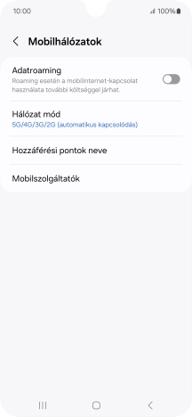 Kattints az „Adatroaming” melletti csúszkára a funkció be- vagy kikapcsolásához.