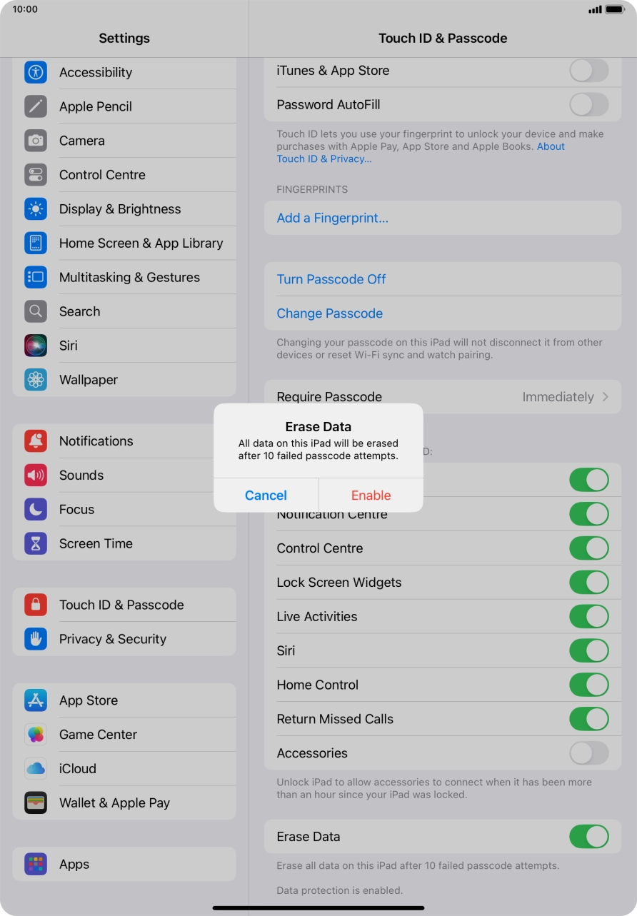 If you turn on the function, press Enable. If you turn on the function, press Enable.