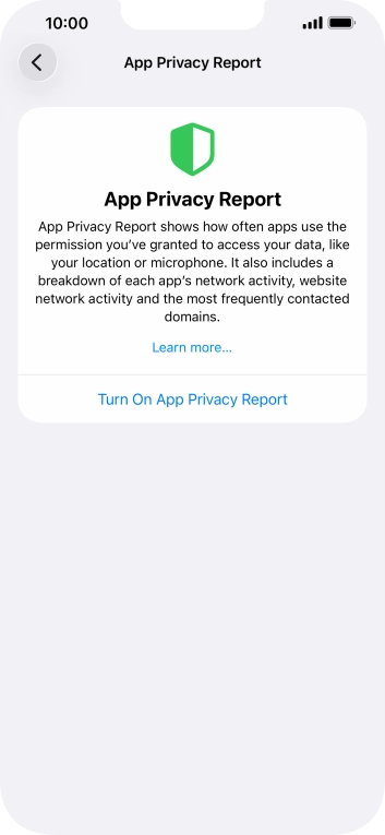 Press Turn On App Privacy Report to turn on the function.