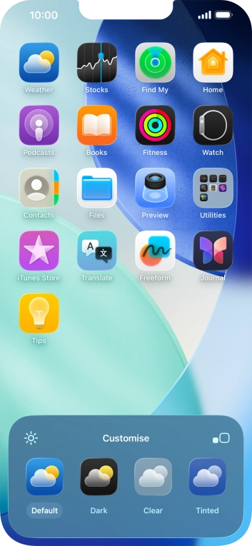 Press the required setting to select the size of app icons on the home screen.