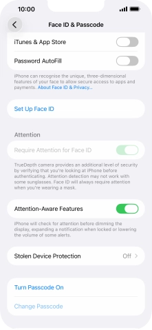 Press Turn Passcode On and key in a lock code of your own choice twice. Press Turn Passcode On and key in a lock code of your own choice twice.
