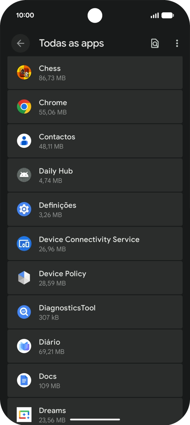 Prima a app pretendida.