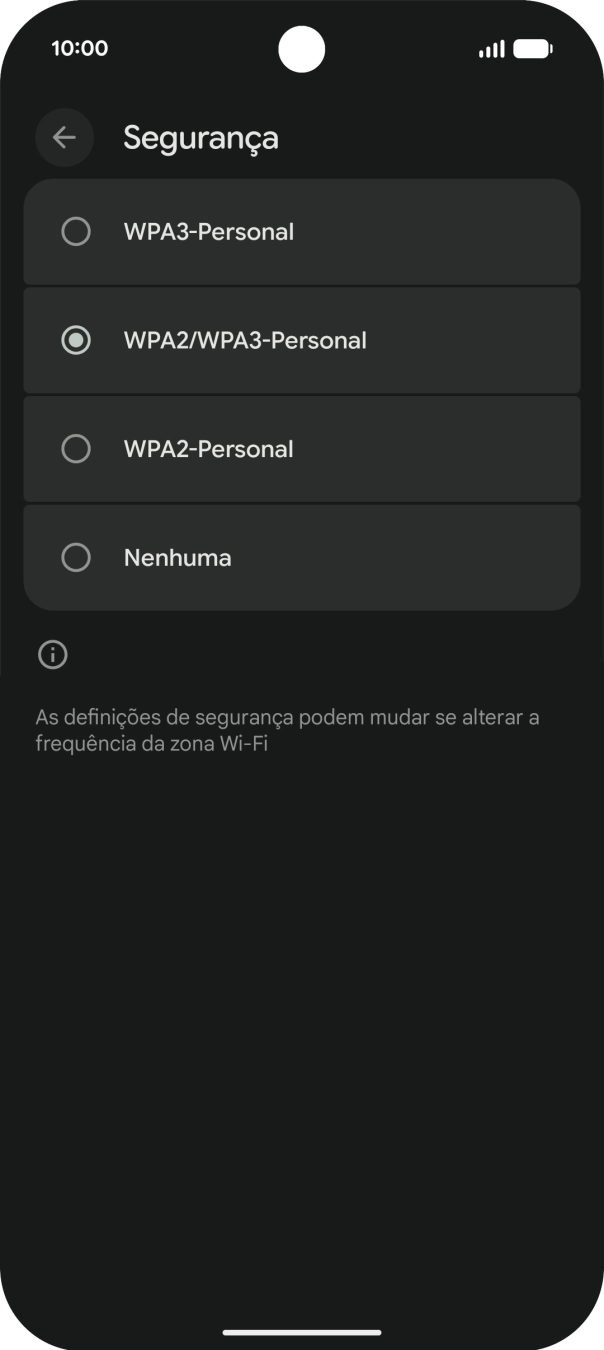 Prima WPA3-Personal para proteger o hotspot Wi-Fi com uma password.