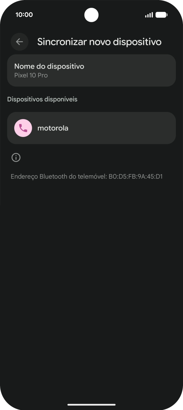 Prima o dispositivo Bluetooth pretendido e siga as indicações no ecrã para emparelhar o dispositivo pretendido com o telefone.