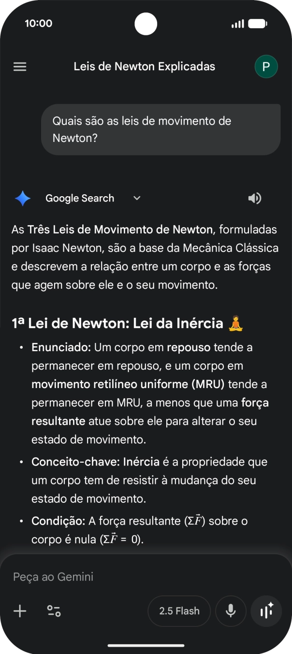 A transcrição da conversa com a Gemini Live é agora mostrada no ecrã.