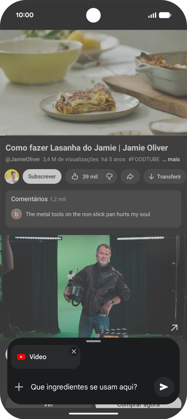 Siga as indicações no ecrã para escrever ou ditar a pergunta pretendida para o vídeo.