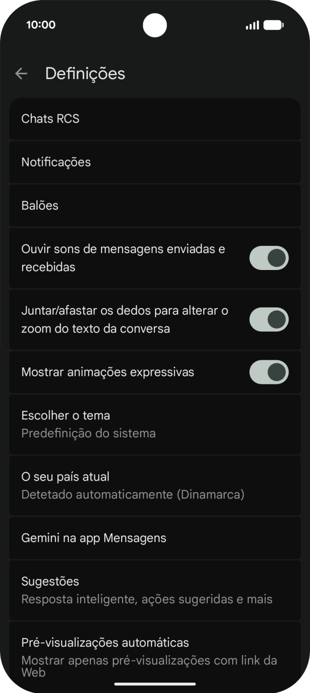 Prima Gemini na app Mensagens.
