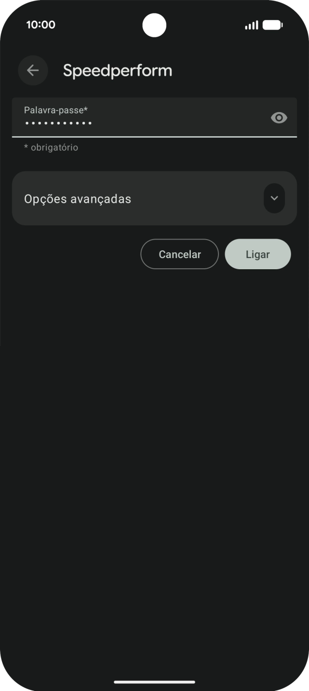 Introduza a password da rede Wi-Fi e prima Ligar.