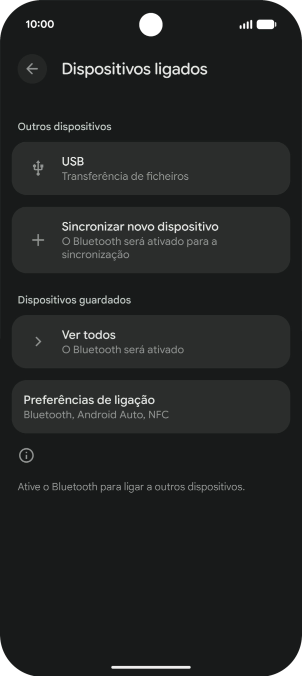 Prima Sincronizar novo dispositivo.