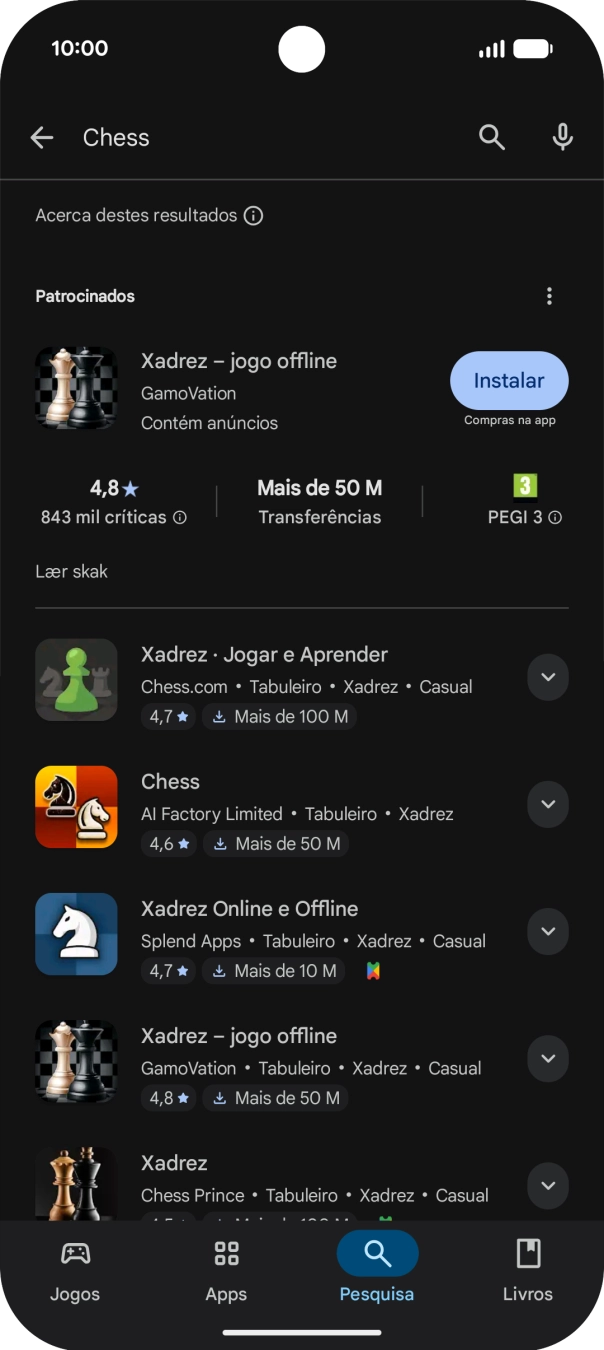 Prima a app pretendida.
