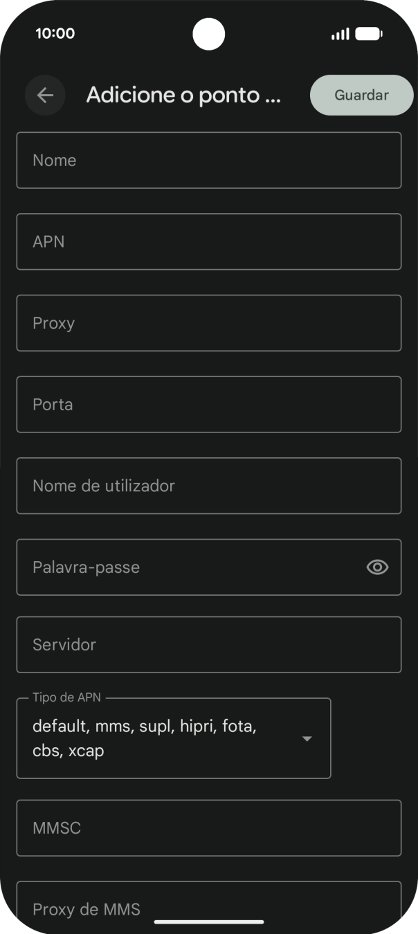 Prima Nome e insira Vodafone MMS.