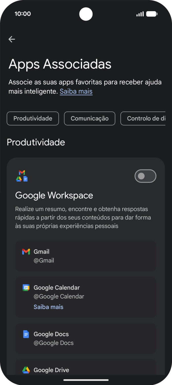 Prima o indicador junto à extensão pretendida para ativar a função.