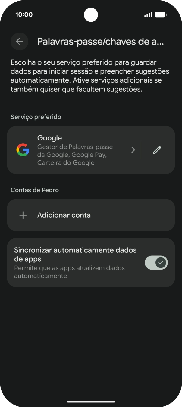 Prima Adicionar conta.