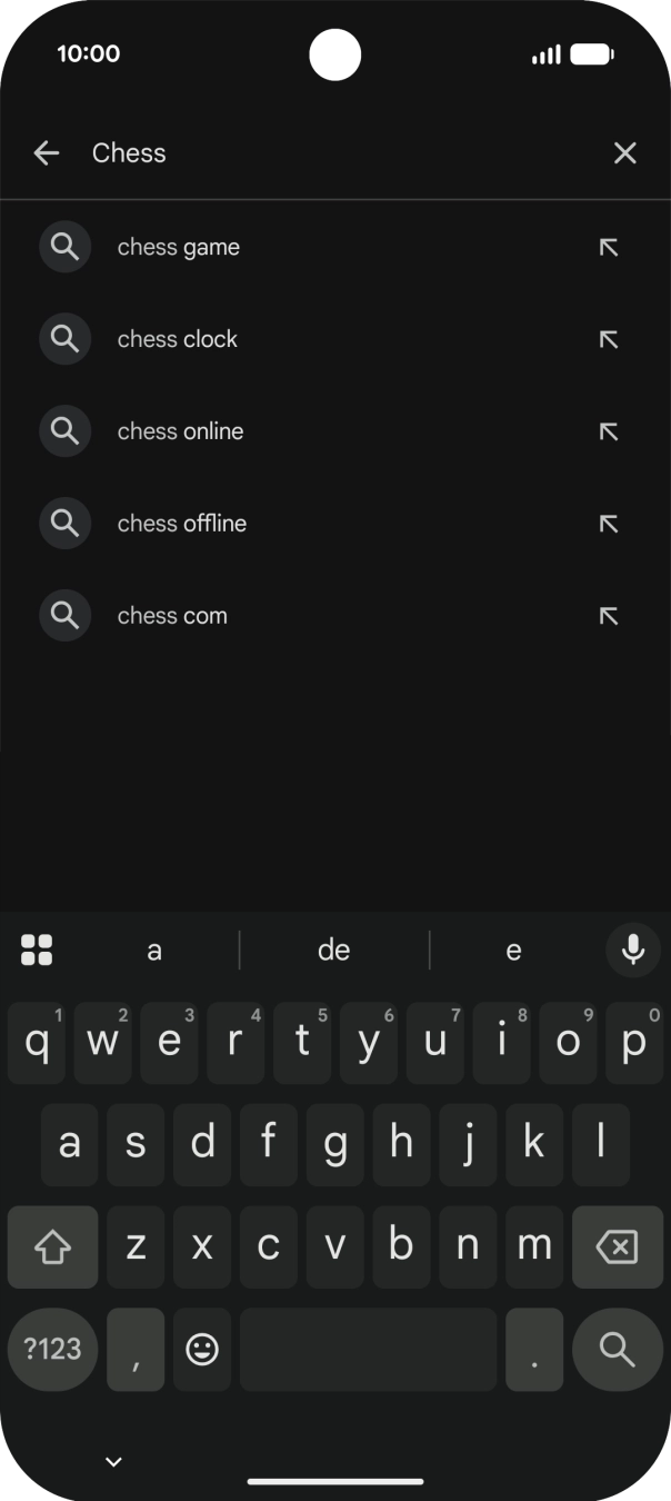 Introduza o nome ou categoria da app pretendida e prima o ícone para pesquisar.