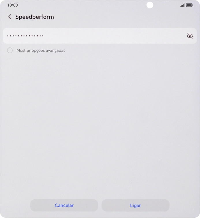 Introduza a password da rede Wi-Fi e prima Ligar.