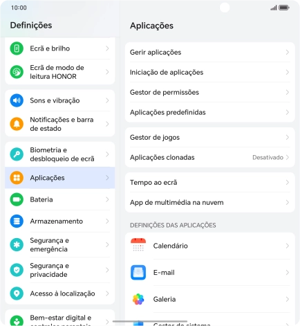 Prima Gerir aplicações.